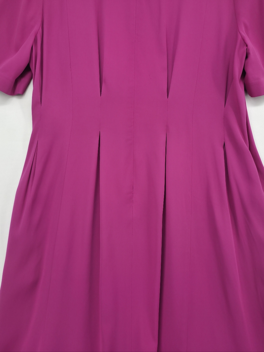 Boden Fuchsia Pleated Midi Dress Fit & Flare Short Sleeve Tailored Size 14 - Picture 15 of 16